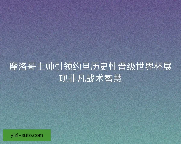 摩洛哥主帅引领约旦历史性晋级世界杯展现非凡战术智慧