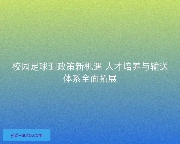 校园足球迎政策新机遇 人才培养与输送体系全面拓展